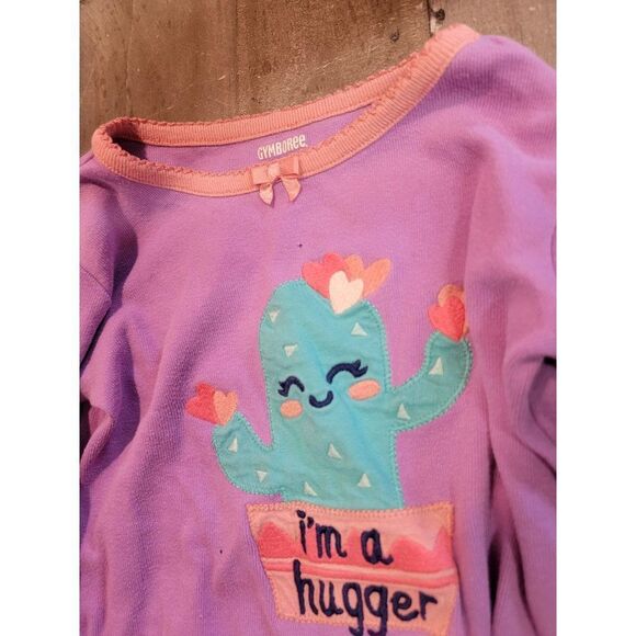 Gymboree youth 5 purple long sleeve Cactus I am a hugger heart shirt - Picture 2 of 5
